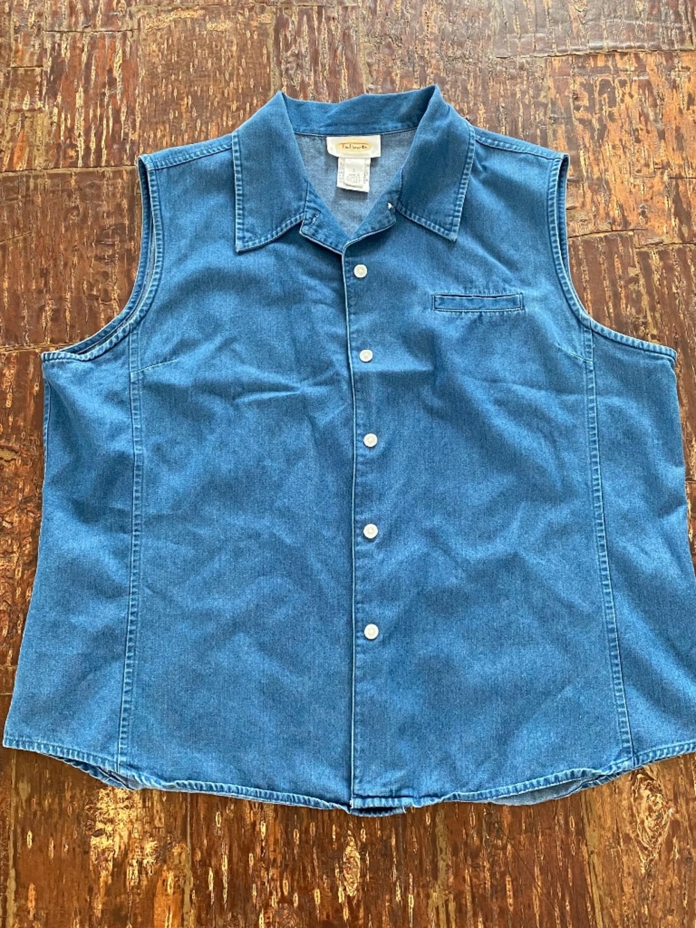 Talbots denim sleeveless top 100% cotton